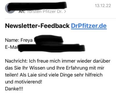 Newsletter Dr. Pfitzer Feedback