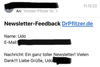Newsletter Dr. Pfitzer Feedback