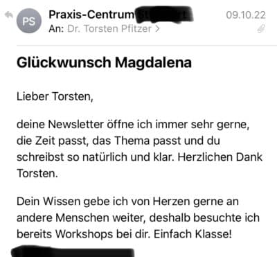 Newsletter Dr. Pfitzer Feedback