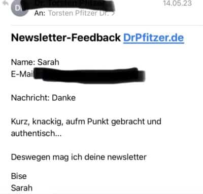 Newsletter Dr. Pfitzer Feedback